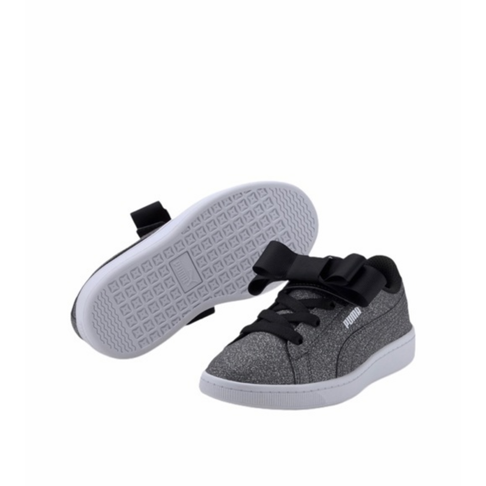 Puma Vikky Black‎ & Silver Glitz Bow Sneakers